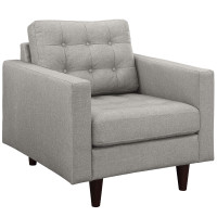 Modway EEI-1013-LGR Empress Upholstered Armchair in Light Gray