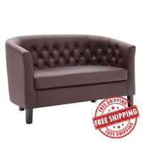 Modway EEI-1043-BRN Prospect Upholstered Vinyl Loveseat