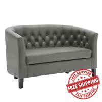 Modway EEI-1043-GRY Prospect Upholstered Vinyl Loveseat