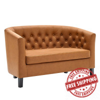 Modway EEI-1043-TAN Prospect Upholstered Vinyl Loveseat