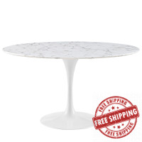 Modway EEI-1132-WHI Lippa 54" Artificial Marble Dining Table in White