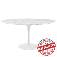 Modway EEI-1133-WHI Lippa 60" Artificial Marble Dining Table in White