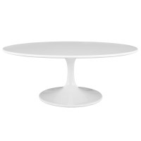 Modway EEI-1139-WHI Lippa 42" Oval-Shaped Wood Top Coffee Table in White