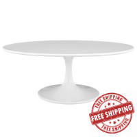 Modway EEI-1139-WHI Lippa 42" Oval-Shaped Wood Top Coffee Table in White