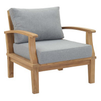 Modway EEI-1143-NAT-GRY-SET Marina Outdoor Patio Teak Armchair
