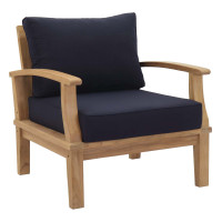 Modway EEI-1143-NAT-NAV-SET Marina Outdoor Patio Teak Armchair