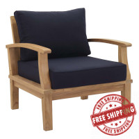 Modway EEI-1143-NAT-NAV-SET Marina Outdoor Patio Teak Armchair