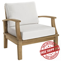 Modway EEI-1143-NAT-WHI-SET Marina Outdoor Patio Teak Armchair Natural White