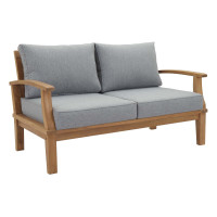 Modway EEI-1144-NAT-GRY-SET Marina Outdoor Patio Teak Loveseat