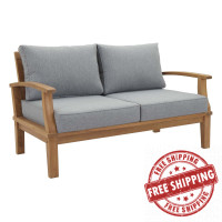 Modway EEI-1144-NAT-GRY-SET Marina Outdoor Patio Teak Loveseat