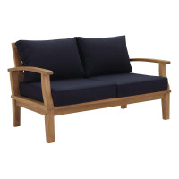 Modway EEI-1144-NAT-NAV-SET Marina Outdoor Patio Teak Loveseat