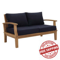 Modway EEI-1144-NAT-NAV-SET Marina Outdoor Patio Teak Loveseat