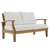Modway EEI-1144-NAT-WHI-SET Marina Outdoor Patio Teak Loveseat Natural White