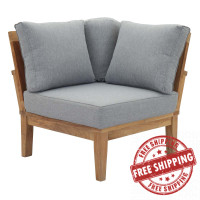 Modway EEI-1146-NAT-GRY-SET Marina Outdoor Patio Teak Corner Sofa