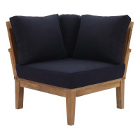 Modway EEI-1146-NAT-NAV-SET Marina Outdoor Patio Teak Corner Sofa