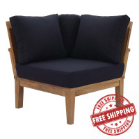 Modway EEI-1146-NAT-NAV-SET Marina Outdoor Patio Teak Corner Sofa