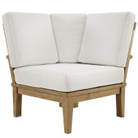 Modway EEI-1146-NAT-WHI-SET Marina Outdoor Patio Teak Corner Sofa Natural White