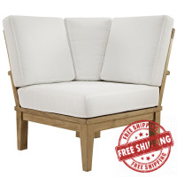 Modway EEI-1146-NAT-WHI-SET Marina Outdoor Patio Teak Corner Sofa Natural White