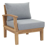 Modway EEI-1148-NAT-GRY-SET Marina Outdoor Patio Teak Left-Facing Sofa