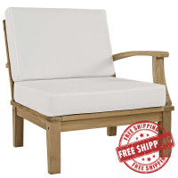 Modway EEI-1149-NAT-WHI-SET Marina Outdoor Patio Teak Left-Arm Sofa Natural White