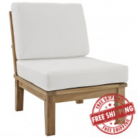 Modway EEI-1150-NAT-WHI-SET Marina Outdoor Patio Teak Middle Sofa Natural White