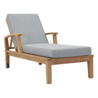 Modway EEI-1151-NAT-GRY-SET Marina Outdoor Patio Teak Single Chaise