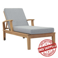 Modway EEI-1151-NAT-GRY-SET Marina Outdoor Patio Teak Single Chaise