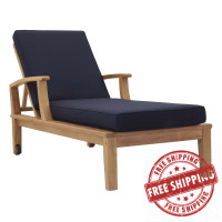 Modway EEI-1151-NAT-NAV-SET Marina Outdoor Patio Teak Single Chaise