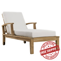 Modway EEI-1151-NAT-WHI-SET Marina Outdoor Patio Teak Single Chaise Natural White