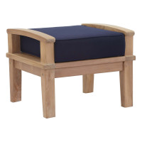 Modway EEI-1152-NAT-NAV-SET Marina Outdoor Patio Teak Ottoman