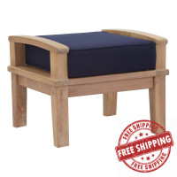 Modway EEI-1152-NAT-NAV-SET Marina Outdoor Patio Teak Ottoman