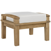 Modway EEI-1152-NAT-WHI-SET Marina Outdoor Patio Teak Ottoman in Natural White