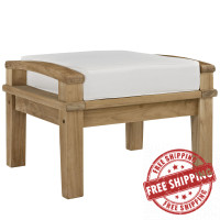 Modway EEI-1152-NAT-WHI-SET Marina Outdoor Patio Teak Ottoman in Natural White