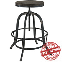 Modway EEI-1208-BLK Collect Wood Top Bar Stool in Black