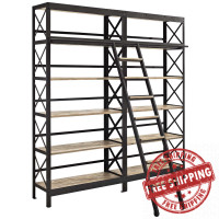 Modway EEI-1215-BRN-SET Headway Wood Bookshelf in Brown