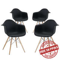 Modway EEI-1257-BLK Pyramid Dining Armchair Set of 4 in Black