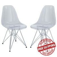 Modway EEI-1261-CLR Paris Dining Side Chair Set of 2 in Clear