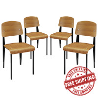 Modway EEI-1263-WAL Cabin Dining Side Chair Set of 4 in Walnut