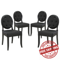 Modway EEI-1280-BLK Button Dining Side Chair Set of 4 in Black