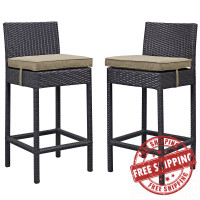 Modway EEI-1281-EXP-MOC Lift Bar Stool Outdoor Patio Set of 2 in Espresso Brwon