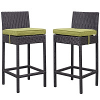 Modway EEI-1281-EXP-PER Lift Bar Stool Outdoor Patio Set of 2 in Espresso Peridot