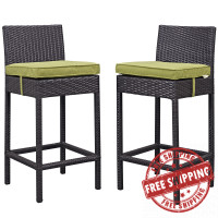 Modway EEI-1281-EXP-PER Lift Bar Stool Outdoor Patio Set of 2 in Espresso Peridot