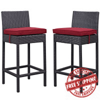 Modway EEI-1281-EXP-RED Lift Bar Stool Outdoor Patio Set of 2 in Espresso Red
