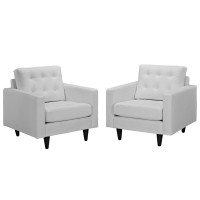 Modway EEI-1282-WHI Empress Armchair Leather Set of 2 in White