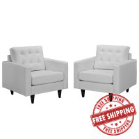 Modway EEI-1282-WHI Empress Armchair Leather Set of 2 in White