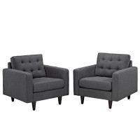 Modway EEI-1283-DOR Empress Armchair Set of 2 in Gray
