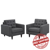 Modway EEI-1283-DOR Empress Armchair Set of 2 in Gray