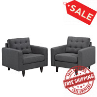 Modway EEI-1283-DOR Empress Armchair Set of 2 in Gray