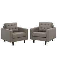 Modway EEI-1283-GRA Empress Armchair Set of 2 in Granite
