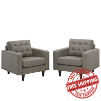 Modway EEI-1283-GRA Empress Armchair Set of 2 in Granite